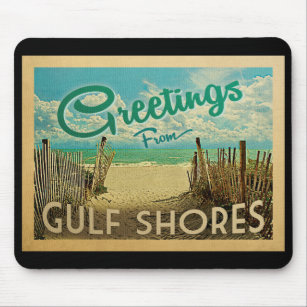 Gulf Shores Beach Vintage Travel Mouse Pad