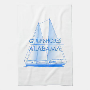 Gulf Shores Coastal Nautical Sailing Sailor Tea Towel