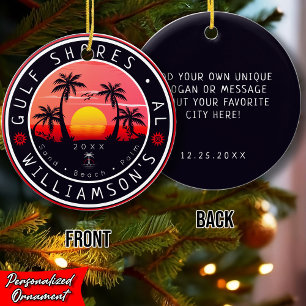 Gulf Shores USA Retro Sunset Souvenirs 80s Ceramic Ornament