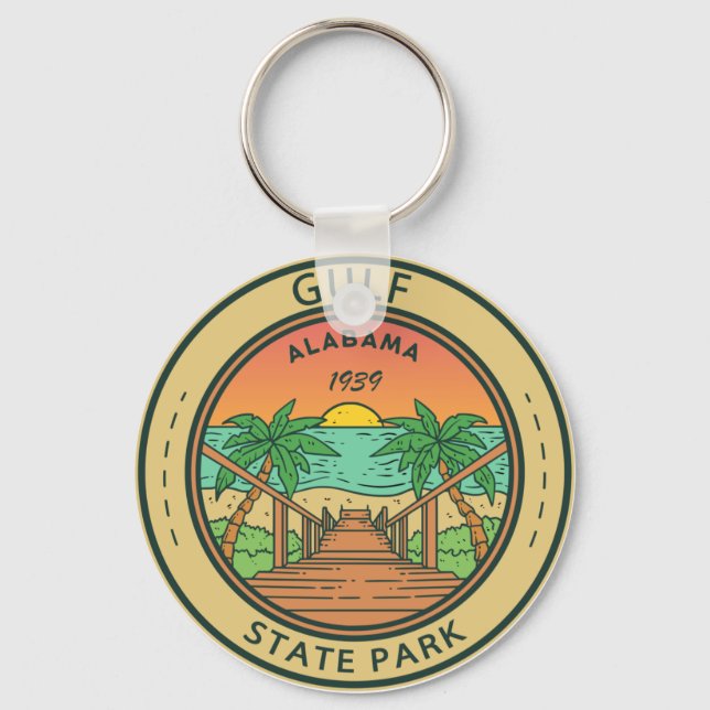 Gulf State Park Alabama Circle Badge Key Ring (Front)