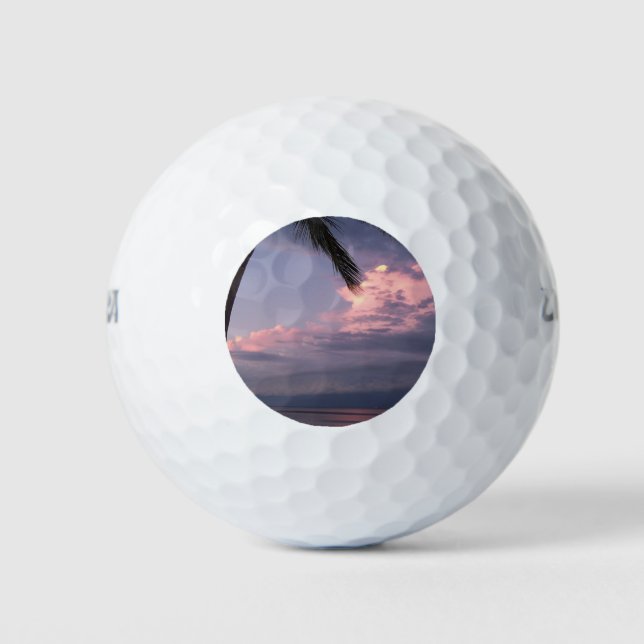 Gulf Sunset with purple clouds Golf Balls (Front)
