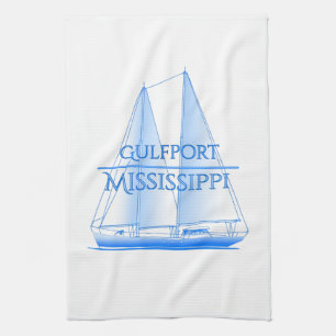Gulfport Coastal Nautical Sailing Tea Towel