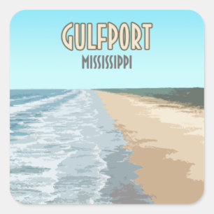 Gulfport Mississippi Beach Square Sticker