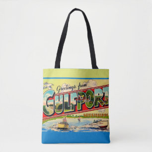 Gulfport Mississippi Retro Postcard Tote Bag