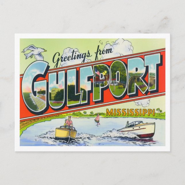Gulfport, Mississippi Vintage Big Letters Postcard (Front)