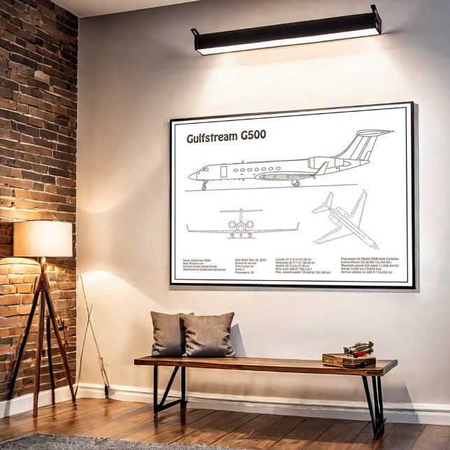 Gulfstream G500 - Aeroplane Blueprint Plans BD Poster (Creator Uploaded)