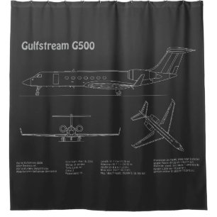 Gulfstream G500 - Aeroplane Blueprint Plans PD Shower Curtain