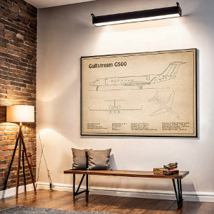 Gulfstream G500 - Airplane Blueprint Plans SD Poster
