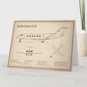 Gulfstream G-IV - Aeroplane Blueprint Plans SD Thank You Card