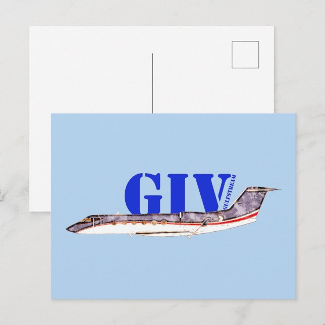 Gulfstream GIV Private Jet with Bold Typography Postcard (Front/Back)