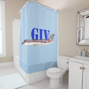Gulfstream GIV Private Jet with Bold Typography Shower Curtain