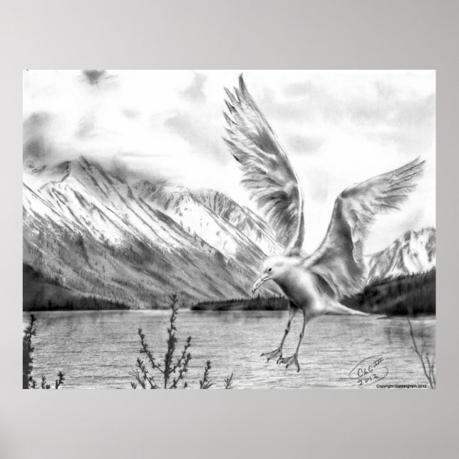 Gull and Mountains Poster (Front)
