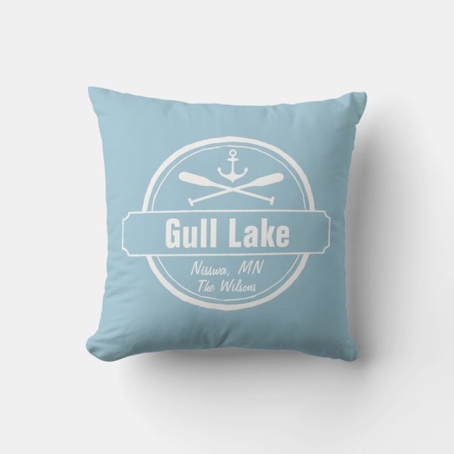 Gull Lake Minnesota anchor, paddles town and name Cushion (Front)