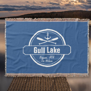 Gull Lake Minnesota anchor, paddles town and name Throw Blanket