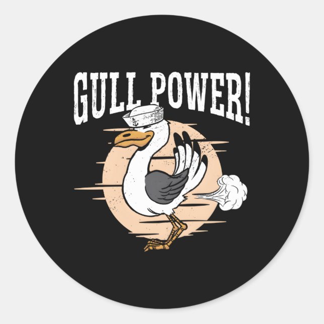 Gull Power Whisperer Bird Seabird Seagull Classic Round Sticker (Front)