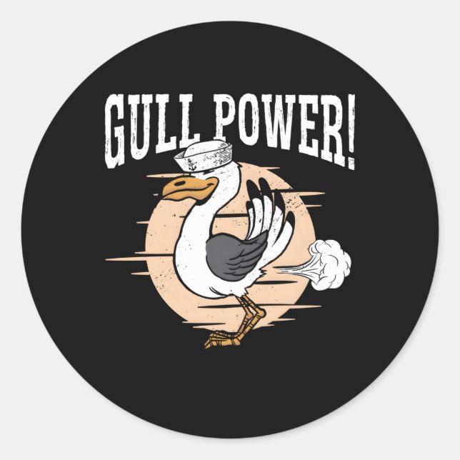 Gull Power Whisperer Bird Seabird Seagull Classic Round Sticker (Front)