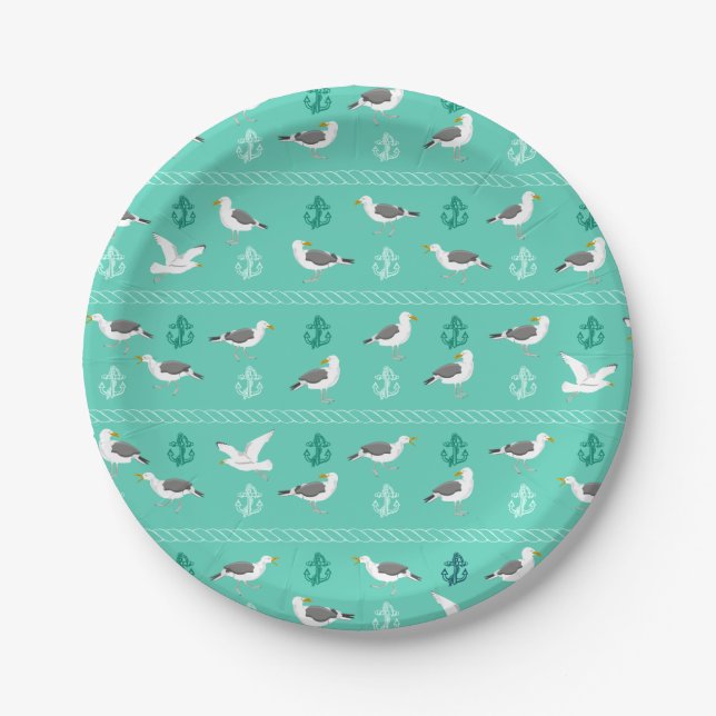 GULL SEAGULLS BIRD PATTERN PAPER PLATE (Front)