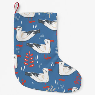 Gull walking: vintage seamless pattern. small christmas stocking