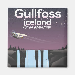 Gullfoss Waterfall Iceland travel poster Magnet