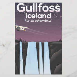 Gullfoss Waterfall Iceland travel poster Stationery