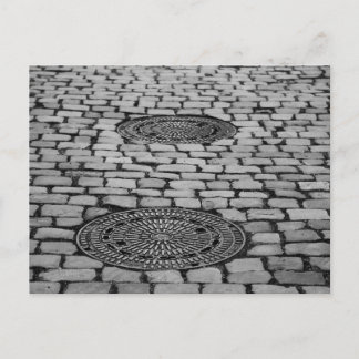 Gullideckel Manhole Paving Stones Cobbled Road Postcard
