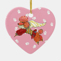 Gulliver's Angels Apricot Poodle Ceramic Heart Ornament