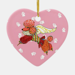 Gulliver's Angels Apricot Poodle Ceramic Heart Ornament