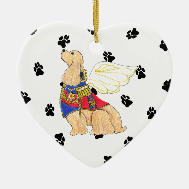 Gulliver's Angels Cocker Spaniel Ceramic Heart Tree Decoration (Front)