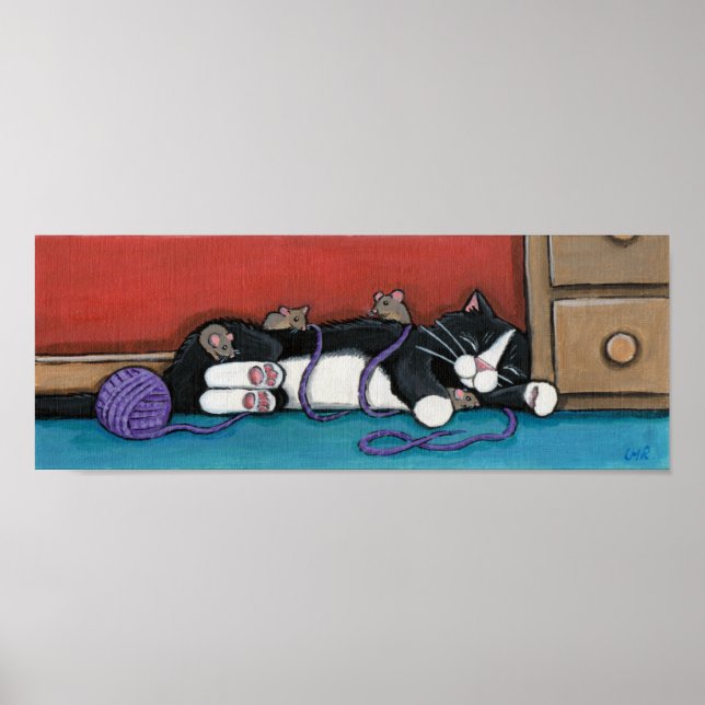 Gulliver's Nap - Whimsical Cat Print (Front)