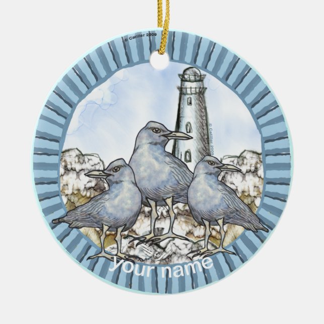 Gulls Guide Lighthouse  Ornament (Front)