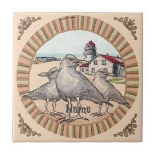 Gulls Lighthouse  Ceramic Tile