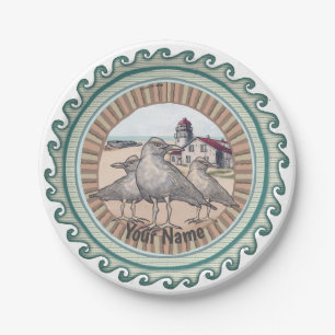Gulls Lighthouse paper plate