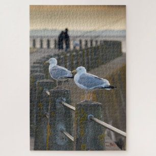 Gulls on The Promenade at Silloth, Cumbria Jigsaw Puzzle