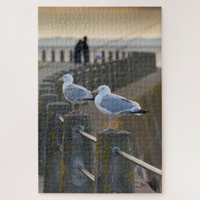 Gulls on The Promenade at Silloth, Cumbria Jigsaw Puzzle (Vertical)