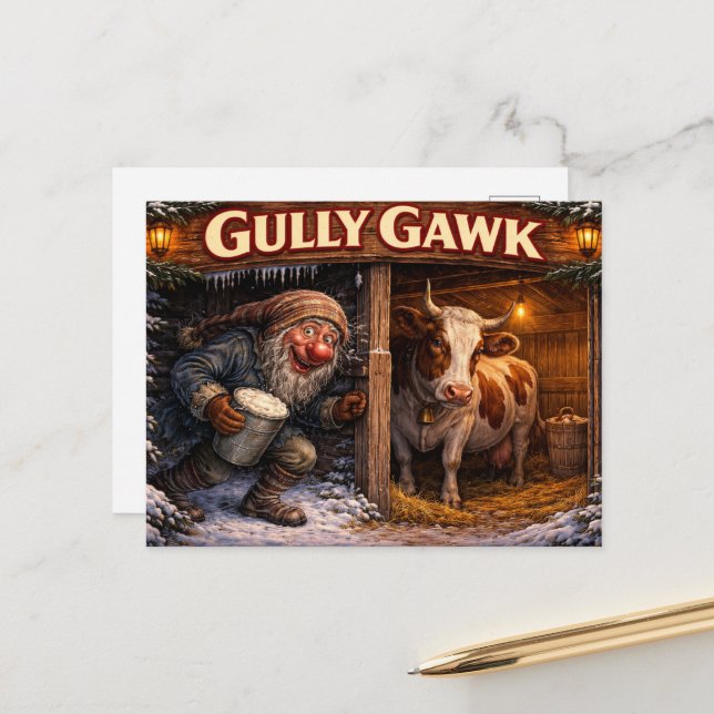 Gully Gawk Icelandic Yule Lad postcard (Front/Back In Situ)