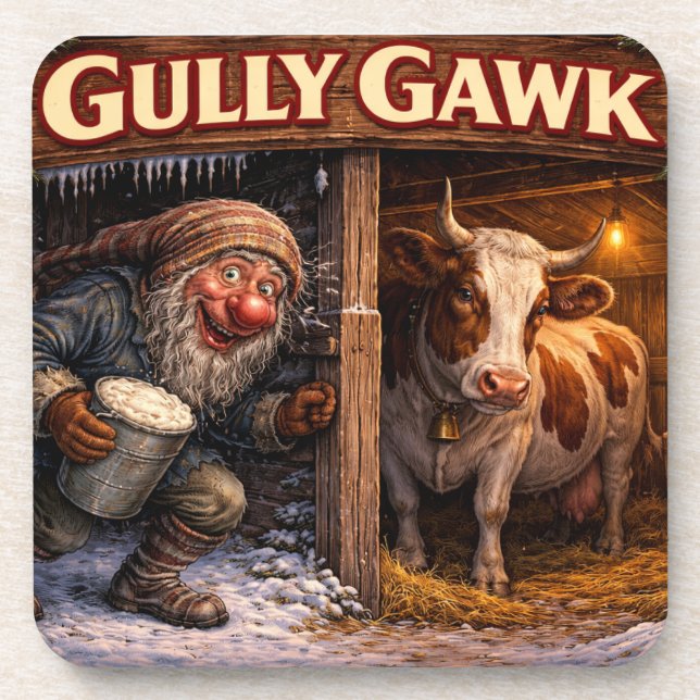 Gully Gawk Icelandic Yule Lad postcard Coaster (Front)