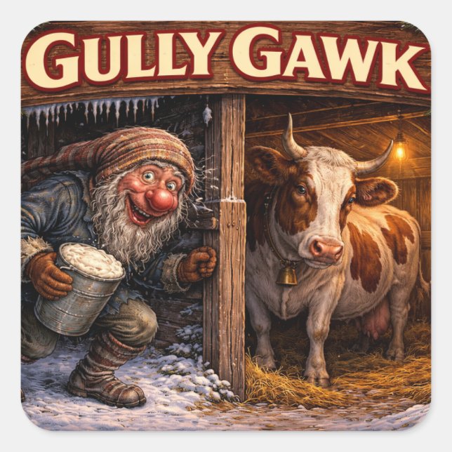 Gully Gawk Icelandic Yule Lad postcard Square Sticker (Front)