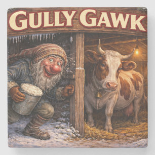 Gully Gawk Icelandic Yule Lad postcard Stone Coaster
