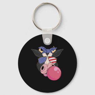 Gum Cow 4th Of July Design Usa Patriotic Cow  Key Ring