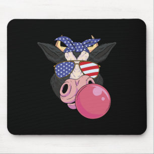 Gum Cow 4th Of July Design Usa Patriotic Cow Mouse Pad