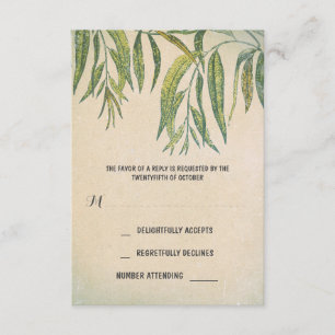 gum leaves rustic outdoor wedding RSVP cards