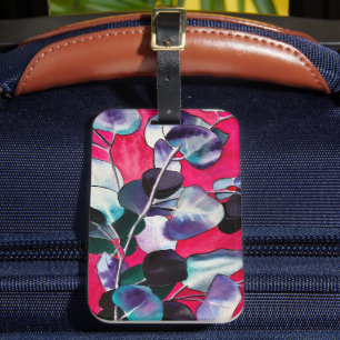 Gum leaves watercolor art luggage tag
