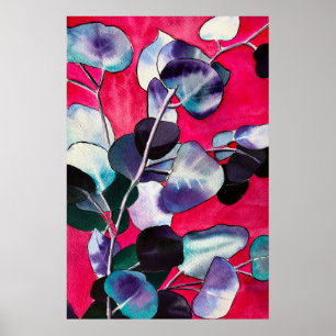 Gum leaves watercolor art poster