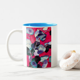 Gum leaves watercolor art Two-Tone coffee mug