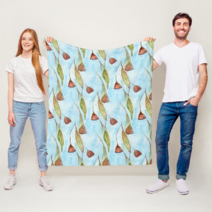 Gum Nuts and Leaves Fleece Blanket