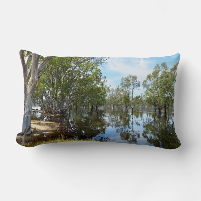 Gum Tree Reflections River Murray Australia, Lumbar Cushion (Front)