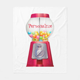 Gumball machine bubblegum vintage cute red fleece blanket