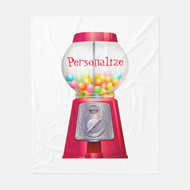 Gumball machine bubblegum vintage cute red fleece blanket (Front)
