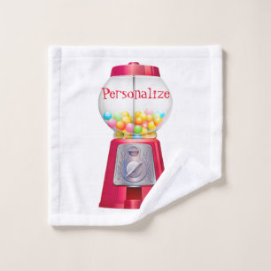 Gumball machine bubblegum vintage red bath towel set