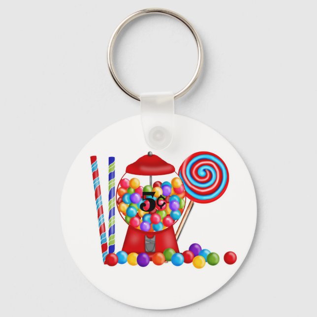 Gumball Machine Candy Lollipop Key Ring (Front)